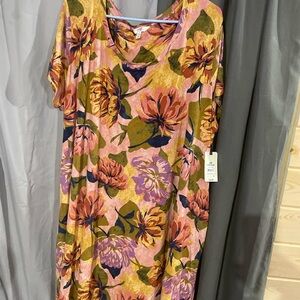 Terra & Sky Floral Dress - Pink, Green, Yellow